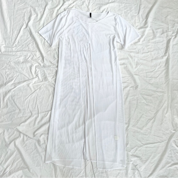 White sheer mesh overpiece with front slit - Picture 2 of 6